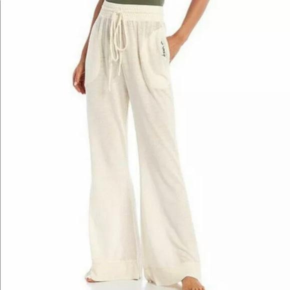 New Free People Intimately Cozy Cool Girl Lounge Pants Ivory Size Medium M - Picture 1 of 3
